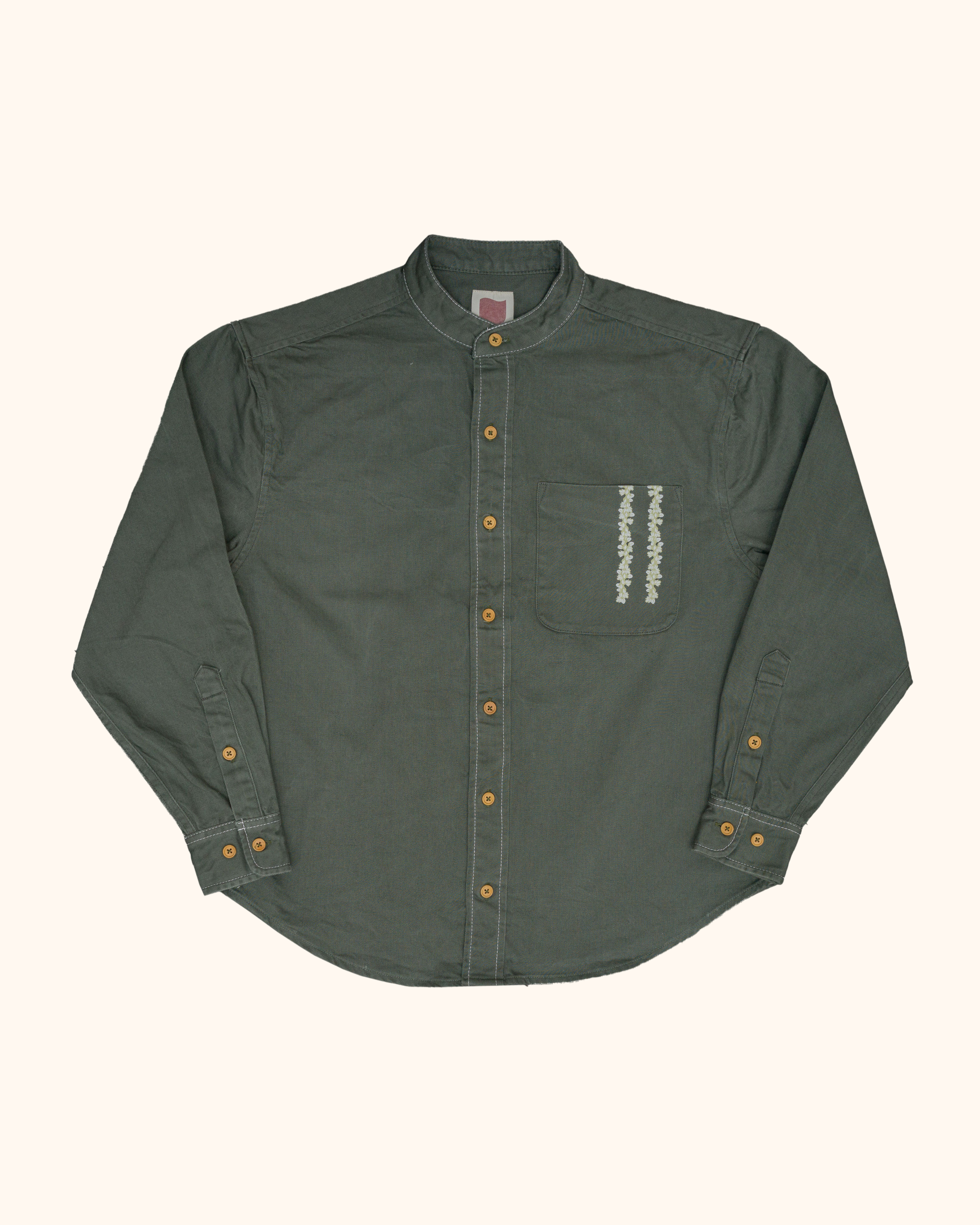 Flower Band Collar Shirt