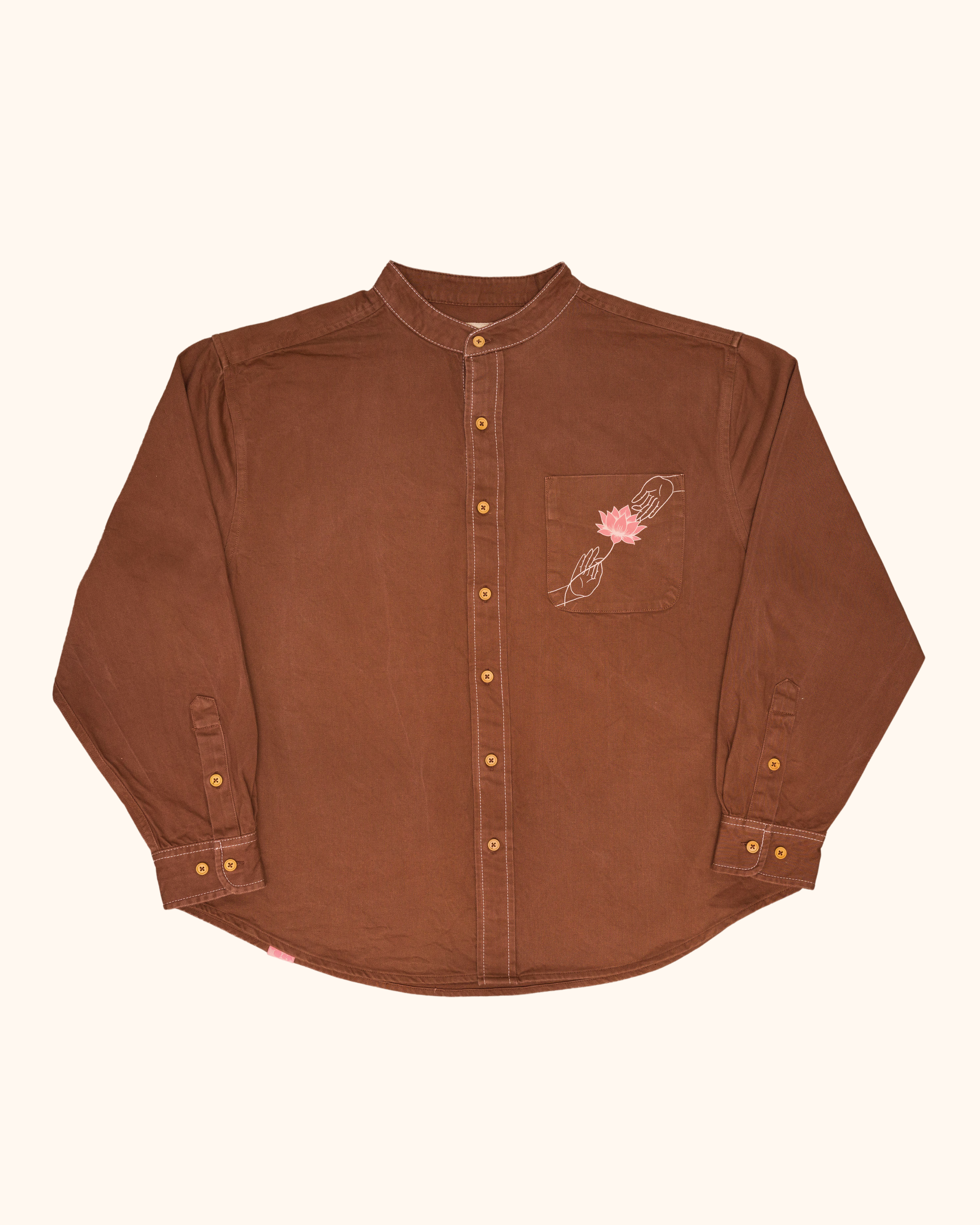 Flower Band Collar Shirt