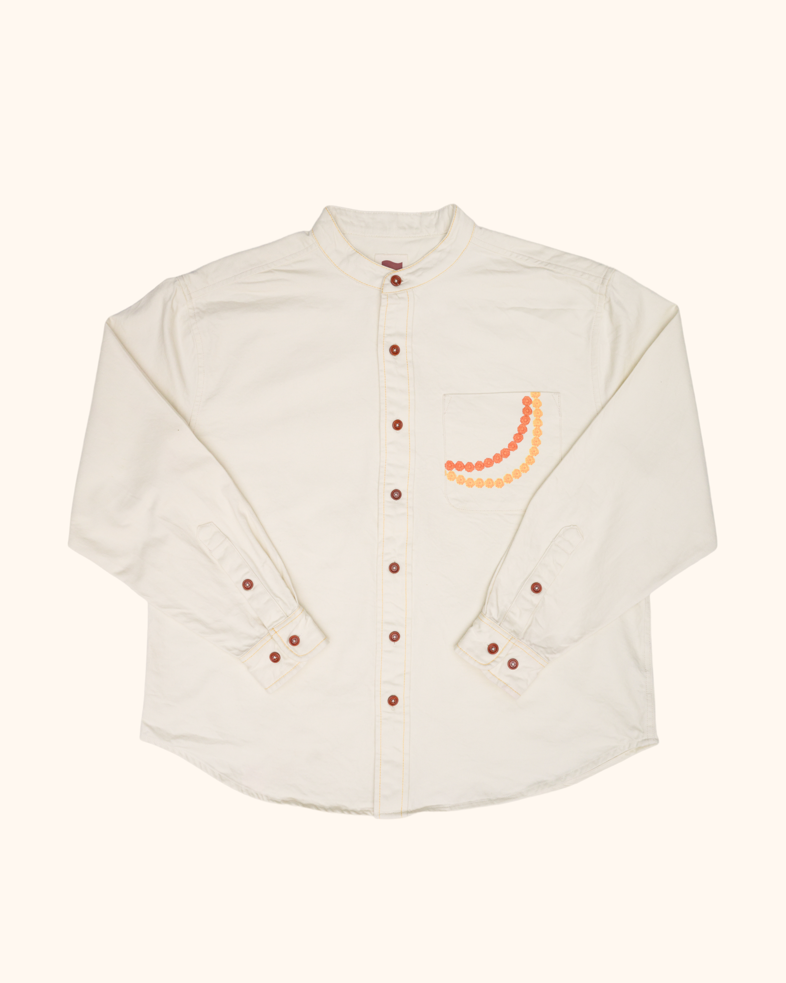 Flower Band Collar Shirt
