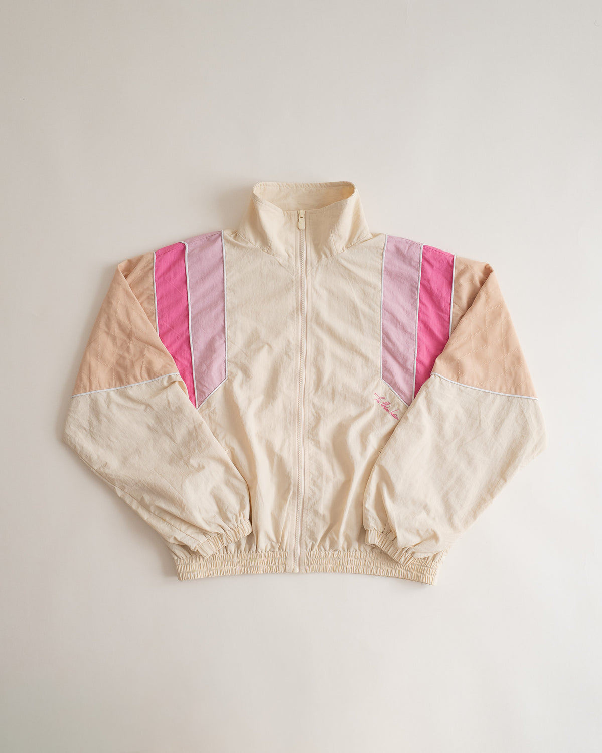 Sweets Track Jacket in Rose Pink, flat lay from the front #Color_Rose Pink