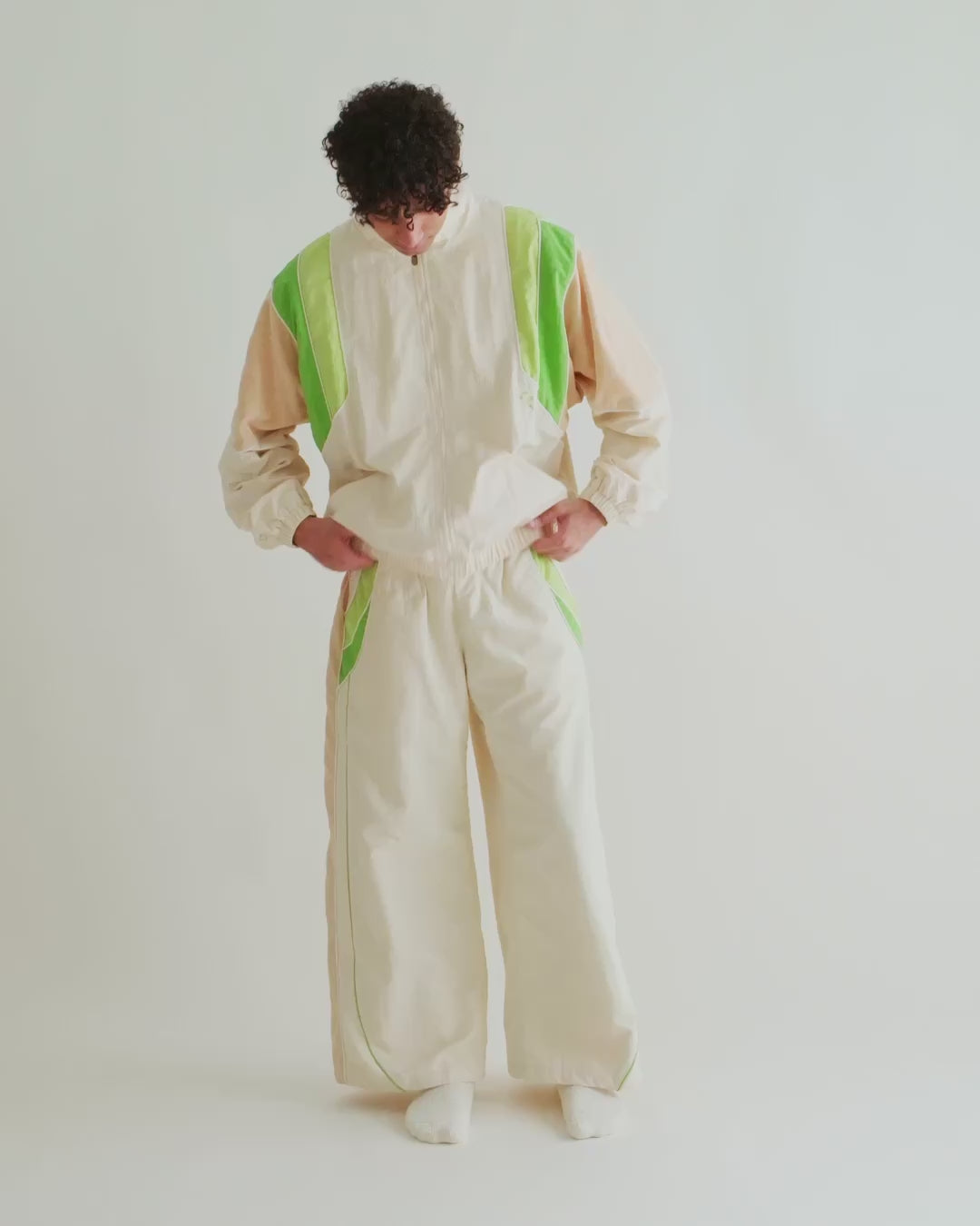 Video of a man in the Pista Green Sweets Track Jacket and matching Track Pants